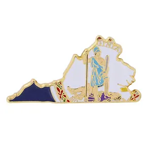 State Shape of Virginia and Virginia State Flag Lapel Pin