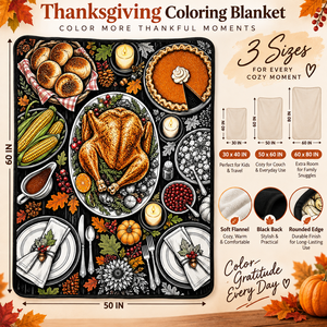 Custom Thanksgiving DIY Coloring <b>Blanket</b> Rectangular Flannel Fleece Fabric <b>Blanket</b> Home Decor Classic Style - Product Image 6