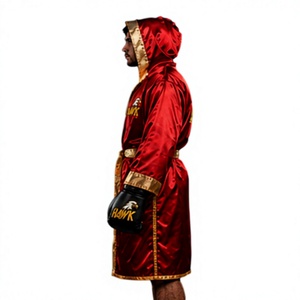 HAWK SPORTS INDUSTRIES Robe de boxe à capuche rouge en polyester durable pour l'entraînement aux arts martiaux toutes saisons - Product Image 1