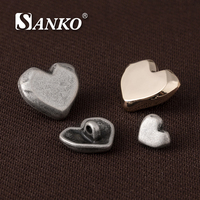 Kancing Logam Bentuk Hati SANKO untuk Menjahit, Lapisan Emas & Perak Antik untuk Sweater, Mantel, Pakaian Anak & Busana Fashion