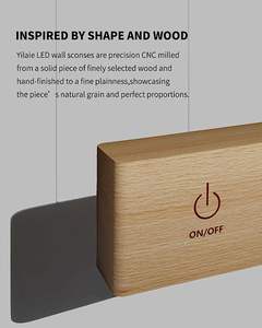 Lámpara de Pared LED de Madera de Haya YiLaie, Control Táctil, Rotación de 360°, Recargable por USB, Inalámbrica, Portátil, Luz Nocturna para Dormitorio, Lámpara de Noche - Product Image 2