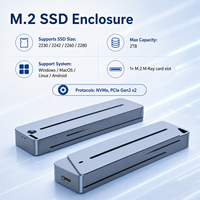 Boîtier NVMe M.2 SSD sans outil, 10 Gbps USB3.2 Gen2, boîtier entièrement en aluminium, PCIe Gen3 X2, prend en charge les SSD NVMe M-Key 2 To, multi-OS