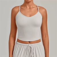 QS5276 Débardeur de sport pour femme sans manches, col en V, dos nageur, pour la course et l'entraînement