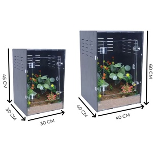 16x16x24 pouces PVC noir grand gecko à crête affichage <span class=keywords><strong>Cage</strong></span> réservoir empilable bioactif <span class=keywords><strong>terrarium</strong></span> pour reptiles arboricoles boîte de clôture - Product Image 3