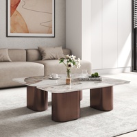 Table basse de luxe VOXHOME, texture de marbre blanc naturel, tabouret en pierre, table centrale carrée moderne pour salon