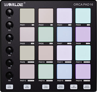 WORLDE Mini II Portable USB MIDI Keyboard Controller16 Key Portable Musical Instrument ORCA PAD16(MIDI Controller)