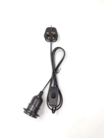 Lampe de sel de l'Himalaya avec fil personnalisé, prise UK, douille E26 E27, fil de 1,8 m, noir et blanc, interrupteur 303, cordon d'alimentation en plastique