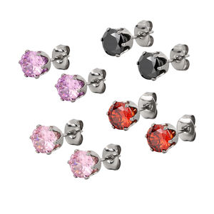 GZN Pendiente de gran tamaño Par de 6 puntas Juego de pendientes redondos CZ ASTM <span class=keywords><strong>Helix</strong></span> Pendiente 5/6/7/8/9mm Pendientes - Product Image 1