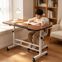 Bureau d'ordinateur portable pliable ergonomique réglable convertible rotatif durable en bois avec étagère de rangement pour bureau à domicile