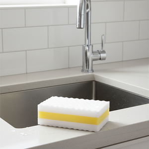 Großhandel Eco White Yellow Magic Schwamm Melamin Radiergummi Schaum Scheuer schwamm für Geschirr Waschbecken Boden Möbel Reinigung - Product Image 1