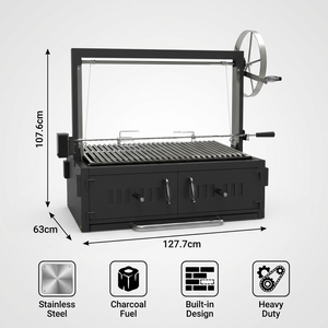 Grill BBQ a Carbone Professionale Moderno e Lussuoso in Acciaio Inossidabile con Carrello per <span class=keywords><strong>Giardino</strong></span>, Include <span class=keywords><strong>Girarrosto</strong></span> - Product Image 2