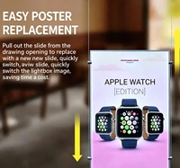 Kotak Lampu Poster Film Indoor Persegi Panjang Aluminium dengan Lampu Latar, Bingkai Snap Tipis, LED Anti Debu, Tampilan Dua Sisi