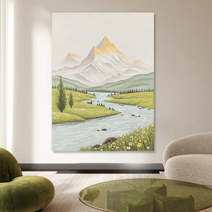 Pintura al óleo pintada a mano, arte de paisaje, decoración minimalista moderna 100% hecha a mano para sala de estar, entrada, baño, arte de pared - Product Image 2