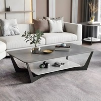 Table basse moderne à plateau en marbre, hauteur réglable, double niveau, pour salon, meubles de maison
