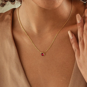 Collares con Piedras <span class=keywords><strong>de</strong></span> Nacimiento para Mujeres y Niñas, Joyería Linda, Regalos, Delicado Collar con Colgante Redondo <span class=keywords><strong>de</strong></span> Piedra <span class=keywords><strong>de</strong></span> Nacimiento <span class=keywords><strong>de</strong></span> 12 Meses, Chapado en Oro, Personalizado - Product Image 4