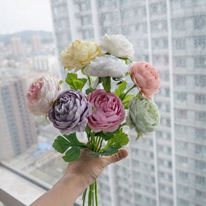 ดอกกุหลาบประดิษฐ์ ก้านเดี่ยว สีชมพู ฟ้า เขียว ม่วง แชมเปญ สำหรับตกแต่งงานแต่งงาน ตกแต่งบ้าน ช่อดอกไม้ - Product Image 2