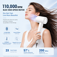Sèche-cheveux à grande vitesse Ion négatif Professionnel à séchage rapide à faible bruit Sèche-cheveux électrique à air chaud froid domestique avec diffuseur