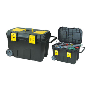 Portable Rolling Plastic Tool Storage Box with Wheel Handle