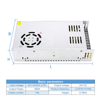 Alimentation en aluminium 110V 220V AC à DC 24V 15A 360W Transformateur d'éclairage électronique CV PWM Converter
