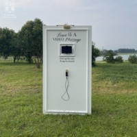 Nouveau design : Panneau de toile de fond de mariage avec support, panneau de toile de fond type cabine téléphonique avec micro, cabine vidéo de mariage pour accessoires de mariage