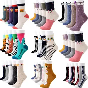 soft womans fashion organic cotton bamboo crew socks for ladies funny korean women novelty animal sock colorful cute socks