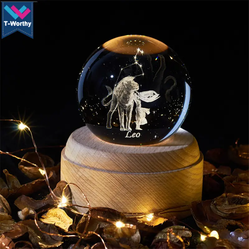 Projecteur LED avec 12 Constellations et une boule de cristal, boîte à musique pour la nuit, cadeau d'anniversaire idéal