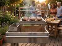 Barbecue au charbon Santa Maria réglable en hauteur avec levage par volant et briques réfractaires pour jardin de villa