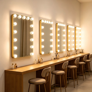 Hot Wall Mounted Hollywood <b>Vanity</b> Mirror with <b>LED</b> Bulbs Golden Metal Frame Touch Control Makeup Mirror for Dressing Room - Product Image 5