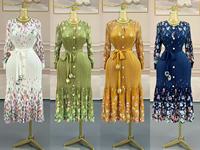 Nouvelle arrivée, robe imprimée tendance, élégante, ample, boutonnée, prête pour l'automne, robe midi flatteuse