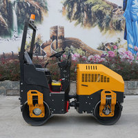 Mini-compacteur vibrant autoporté, équipement de compactage léger, rouleau compresseur à double tambour de 1,5 tonne à vendre