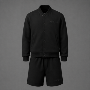Ensemble veste <span class=keywords><strong>et</strong></span> short de baseball minimaliste personnalisé avec coque extérieure noire mate résistante à l'eau - Product Image 2