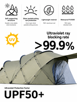 Tente de camping pliable quatre saisons en nylon ripstop de haute qualité, imperméable à l'eau (plus de 3000 mm), grande taille familiale 350x300x200cm