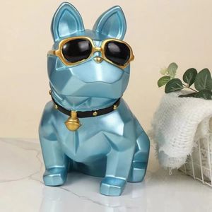 Caja de dinero de embrión <span class=keywords><strong>blanco</strong></span> Bulldog Francés de 28cm al por mayor artesanías de resina de vinilo para niños Diy pintura fluida <span class=keywords><strong>perro</strong></span> decoraciones para el hogar - Product Image 3