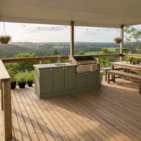 Meubles de cuisine modulaires de luxe en acier inoxydable pour appartement moderne, style Shaker, pour extérieur, vente en gros pour usines de cuisine
