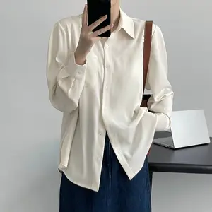 T2133 New 2024 Spring Fashion Solid Color Elegant Design Match All Long Sleeve Shirt Blouse Women's Tops 2