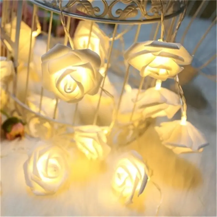 Battery Operated Holiday Decoration.Warm White Color Rose String Light/ LED Flower String Light