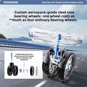 CROSSGEAR in Stock <strong>Large</strong> PC Luggage, Hard Shell <strong>Suitcase</strong> with Aluminum Handle,Cup Holder and Spinner Luggage 20-24-28-inch <strong>Black</strong> - Product Image 3