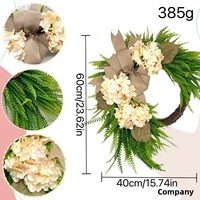Karangan Bunga Hydrangea Buatan Tangan Gaya Rumah Pertanian Pastoral, Dekorasi Gantung Bahan Plastik untuk Dinding/Pintu Rumah
