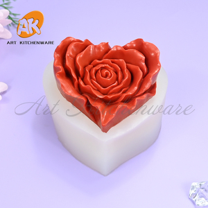 Moldes de silicona 3D <span class=keywords><strong>AK</strong></span> Rose Heart para velas de resina, molde para decoración de pasteles de mousse para bodas, molde para chocolate, decoración de hormigón DIY - Product Image 2