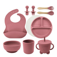 Ensemble de vaisselle pour bébé en silicone moderne sans BPA de qualité alimentaire, compatible micro-ondes et lave-vaisselle, pour les repas des tout-petits, comprend un bol et une tasse