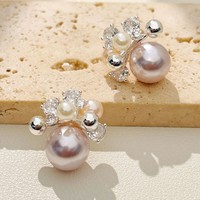 Boucles d'oreilles clous haut de gamme en laiton, motif feux d'artifice perlés, tendance pour accessoires quotidiens