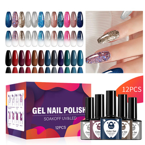 Ensemble populaire de vernis à ongles en gel 12 pièces, effet œil de chat, pailleté, professionnel, avec outils de peinture UV - Product Image 2