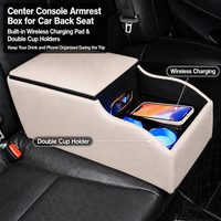 Boîte de rangement pour accoudoir de siège arrière de voiture avec porte-gobelet et organisateur de rangement