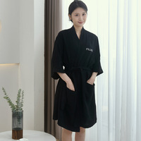 Peignoir pour femme en pur coton à manches longues, double gaze, uni, absorbant, écologique et respirant, idéal pour l'été, l'automne et le printemps