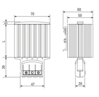 Chauffage sur rail DIN à haute efficacité, résistance PTC, dissipateur thermique en aluminium extrudé, protection IP20/GND, certifié CE, électrique 9A