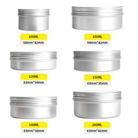 Boîtes en aluminium de 5 à 250 ml avec couvercle à vis, finition thermolaquée, logo personnalisé, couleurs argent/or rose/rouge, fabriquées en Chine
