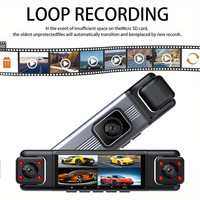 360 °   Caméras de tableau de bord pour voiture, vision nocturne, 4 caméras, 4 enregistreurs, 4 objectifs, écran tactile, lecture vidéo, boîte noire de voiture, DVR HD pour voiture