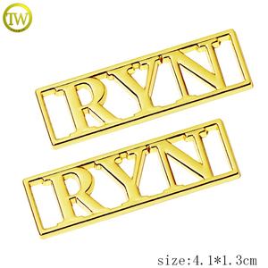 אותיות חלולות אביזרים בגד בהתאמה אישית סגסוגת אבץ מתכת שם תוויות מצופה זהב עם לוגו החברה - Product Image 2