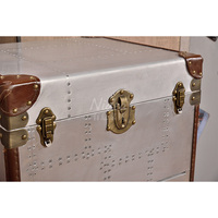 Coffre de rangement en tissu en aluminium industriel avec 4 tiroirs, design antique pour table d'appoint de salon