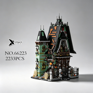 Blocs de construction Maison Hantée d'Halloween, Modèle de Jouet de Construction Scène Urbaine de Ville Fantôme Sombre en Pleine Nature Européenne, Cadeau d'Halloween - Product Image 1
